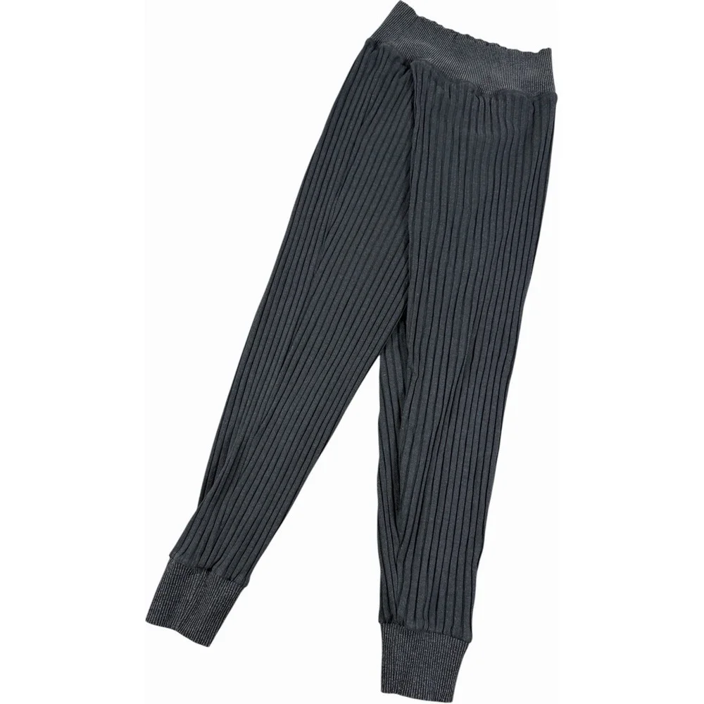 Nike Yoga Luxe Ribbed Crossover Front Loose Fit Pants Gray Womens S P